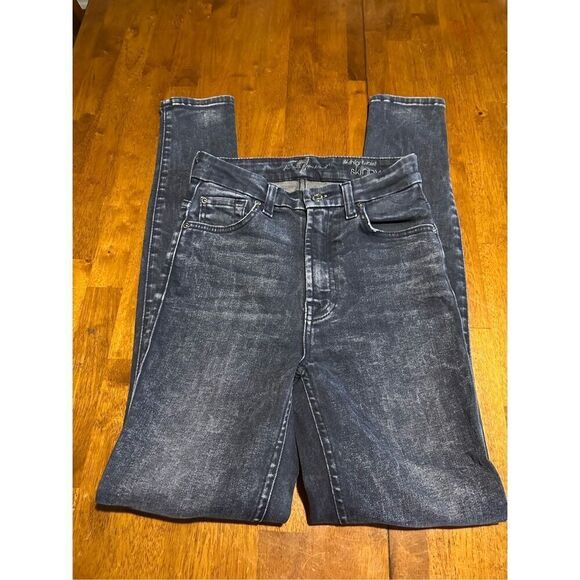 Seven7 Jeans Women's 24” Blue High Rise Slim Straight Stretch Denim Pants - Picture 2 of 9